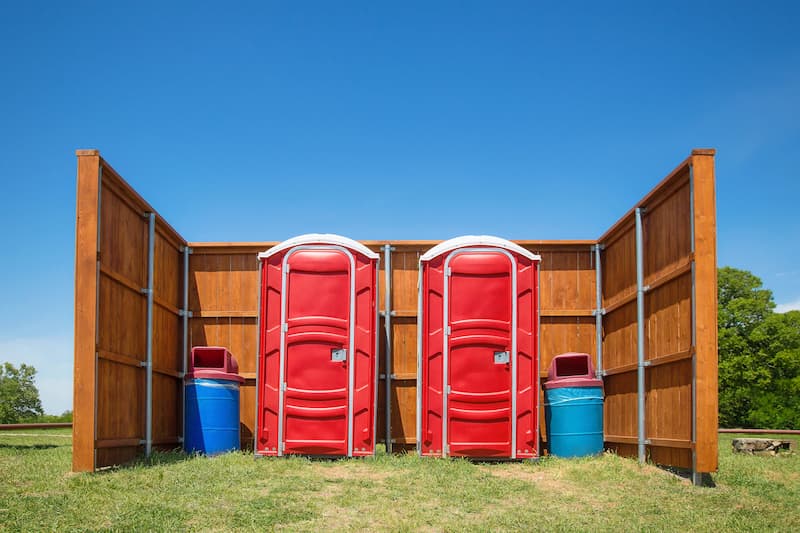 Short-term porta potty units staged for delivery in Gulfport, Mississippi